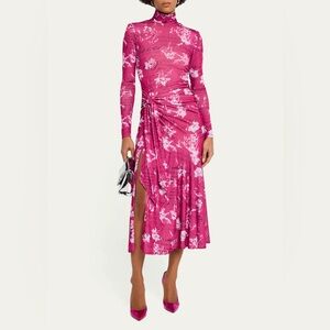 Cinq a Sept Johnson Warm Carnation Tie-Waist Midi Dress